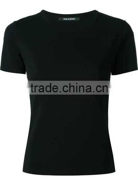 Custom Women Pure Black Plain Short Sleeve T-Shirts,Oem Cotton Blank Plain T Shirts for women