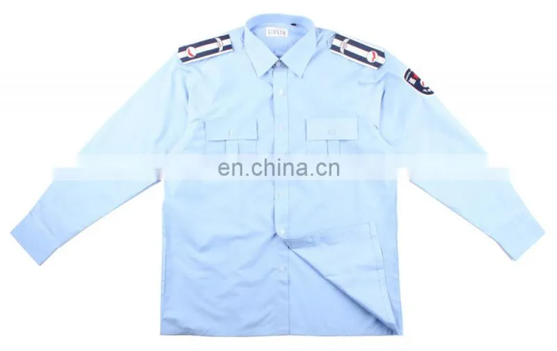 OEM custom logo security guard shirt with double pocket