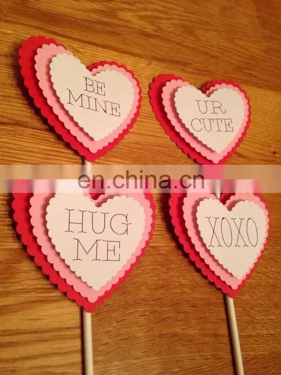 Newest Custom Heart Shaped Paper Cupcake Topper Wedding Cake Decor