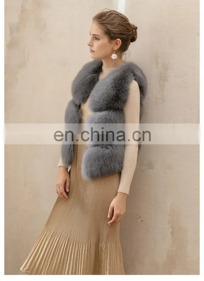 2015 European Fashion Women Vest New Style Beautiful Lady Real Fur Vest