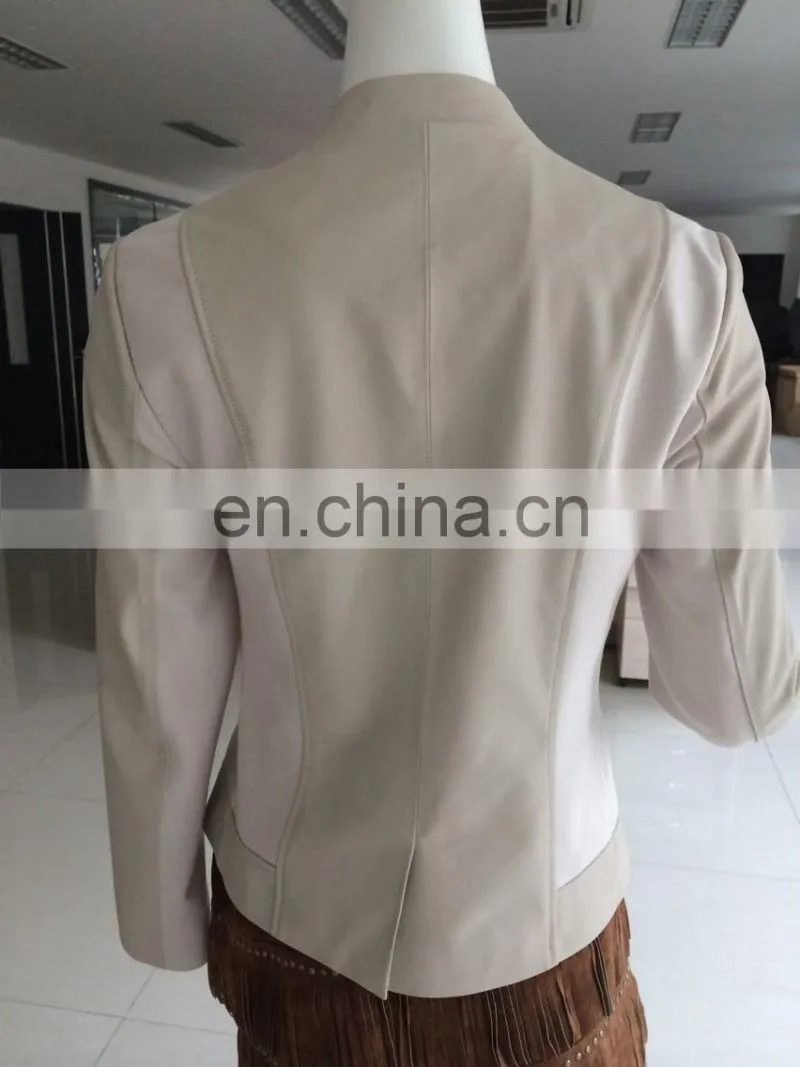 Womens pu leather jacket with knit