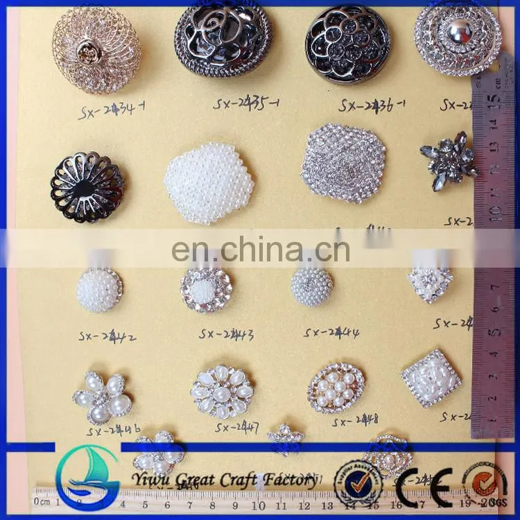 heart Cheap factory China bulk rhinestone brooch pearl brooch rhinestone button