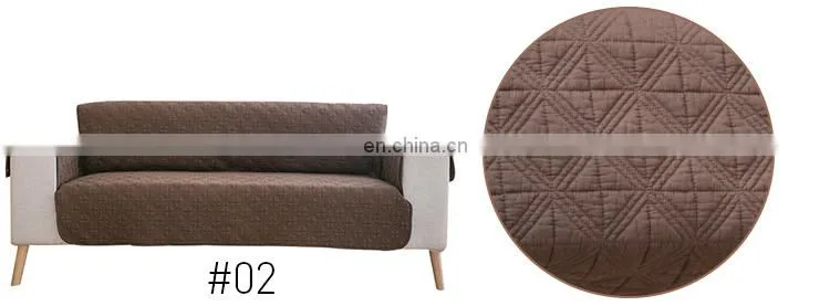 Zhejiang factory checker quilting furniture protector I shape sofa cover