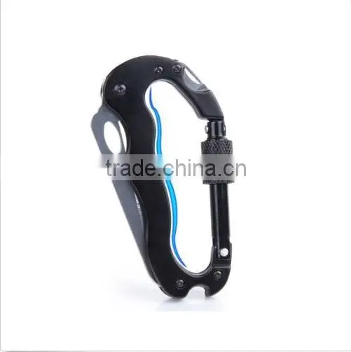 Multi Function Hiking Survival Rock Climbing Gear Knife Carabiner Tool