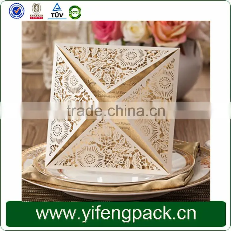 2015 latest wedding card design,handmade gold wedding invitation card