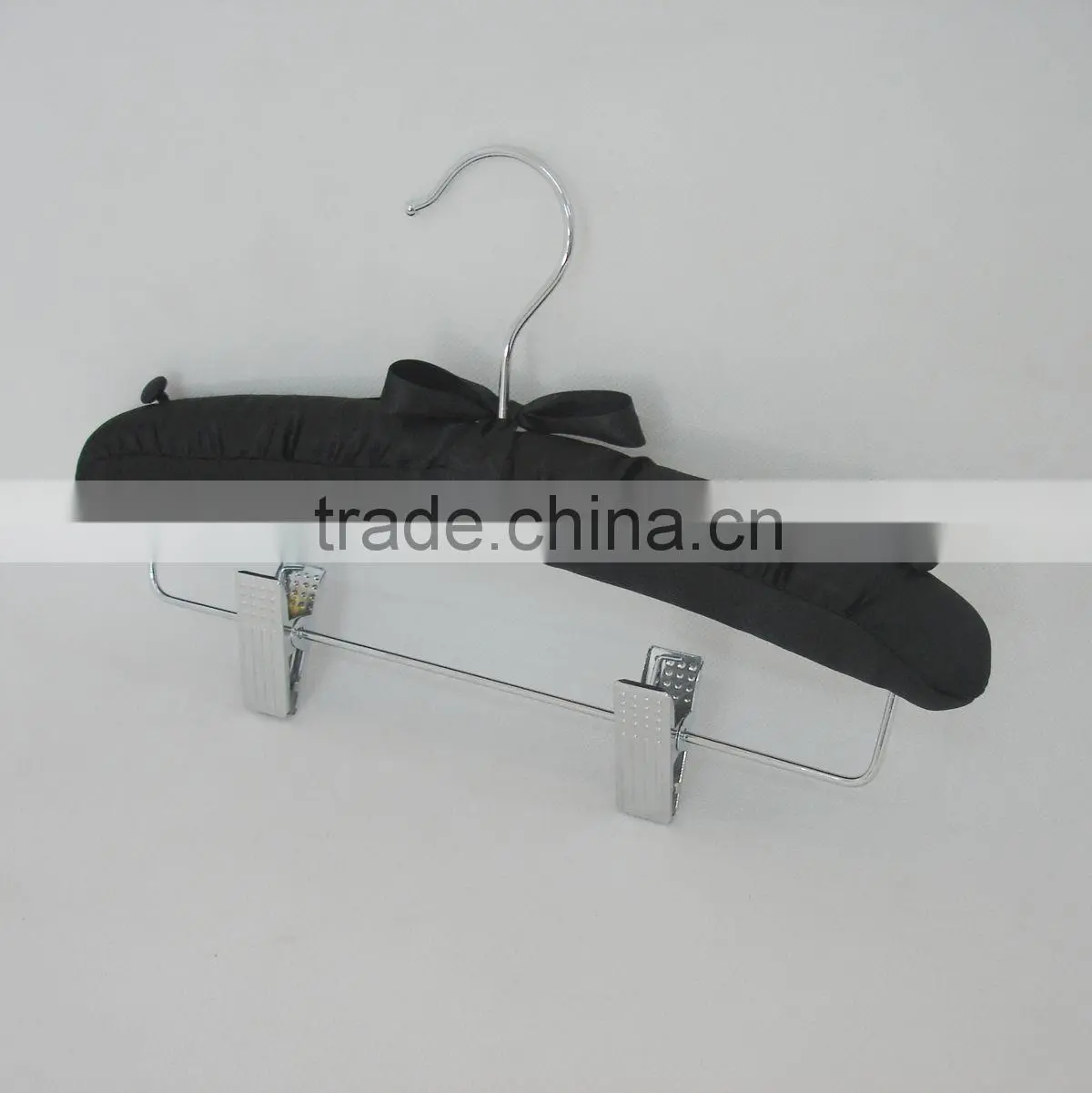 SS24 foams skirt hanger black satin hanger with clips