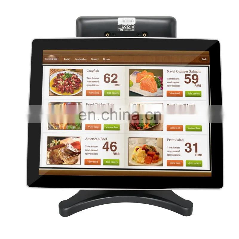 15'' Touch Screen all in one POS system Wifi/Dual Screen Cash Register/Built-in 8inch Customer Display Cashier POS Machine
