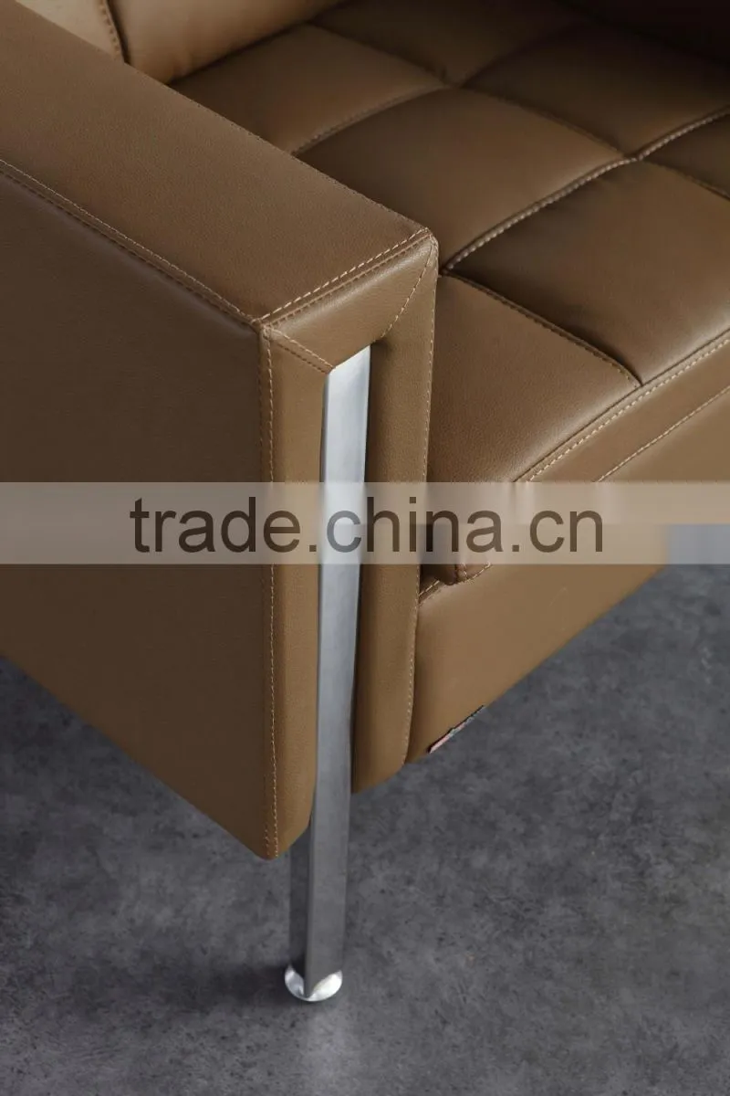 Deluxe small leather covered office sofa oem product