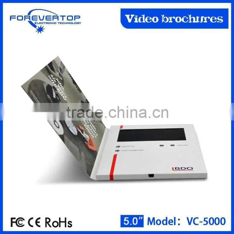 New arrived 5 inch factory price video brochure