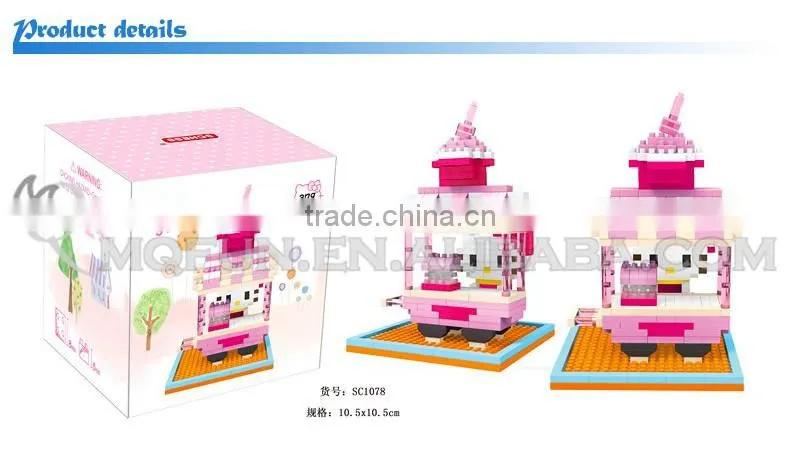 Mini Qute SC Kawaii 6 styles cartoon hello kitty KT cat diamond block plastic building block boys educational toy