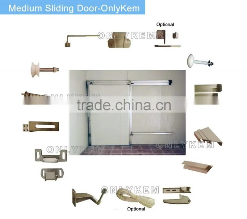 double-leafed sliding cold room door with stainless steel