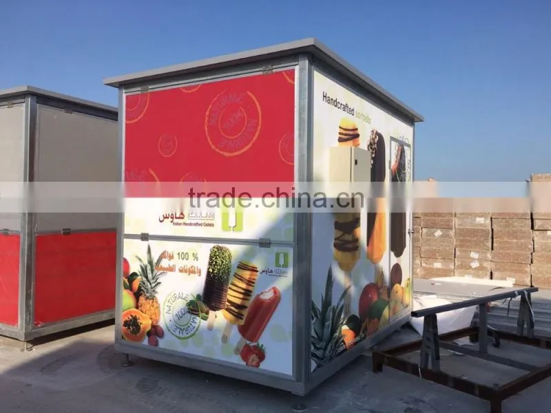 cheap modern prefab container food snack pizza house/ modern prefab house designs food kiosk Prefab Houses