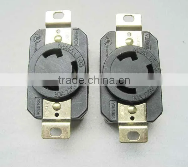 Fully nylon phosphor fused US socket outlet in black