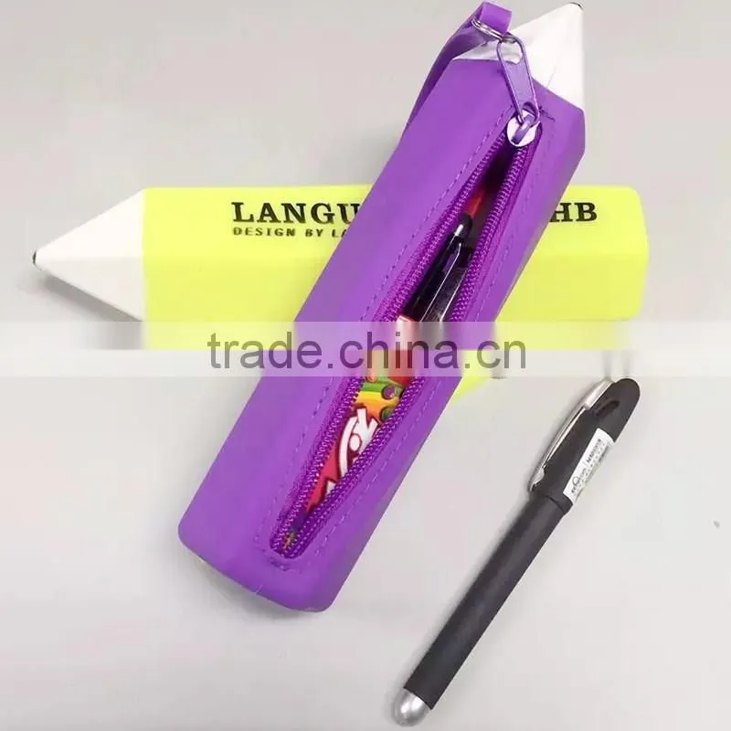 Multi color silicone pencil case pen bag