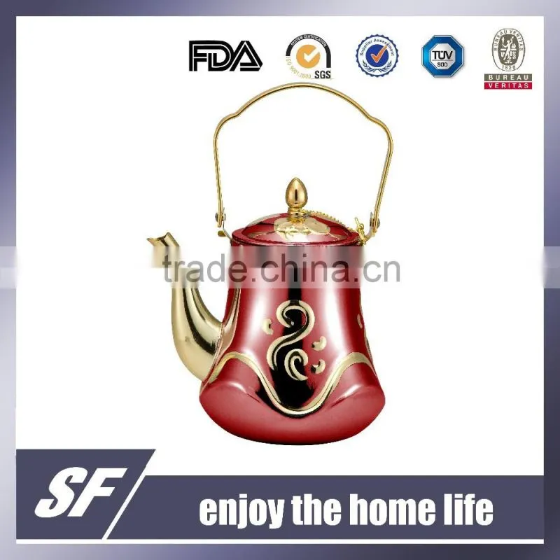 Side Handle Arabian Chromium Plating and Gold Plating Stainless Steel Tea Kettle/Tea Pot(SF-7786 SG)