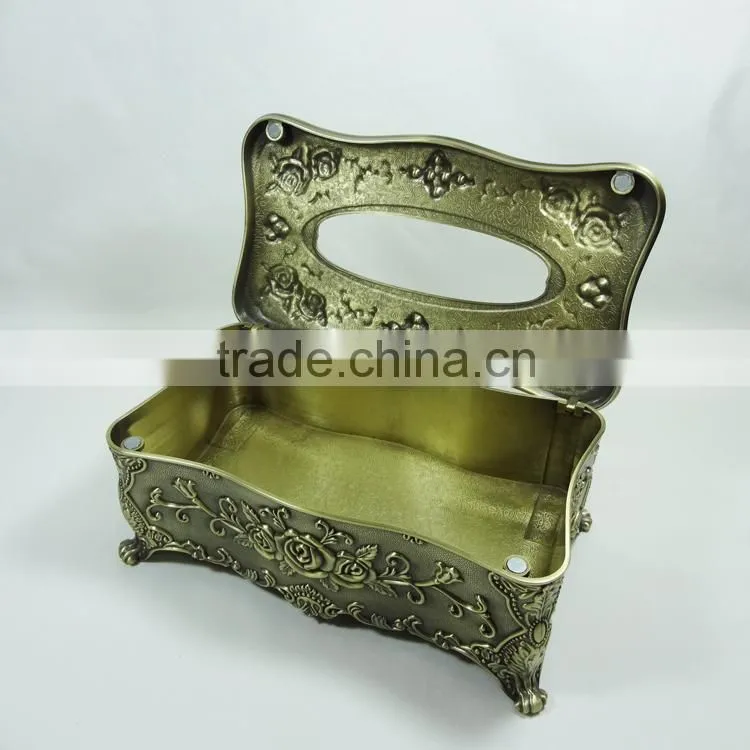 Metal rectangle rose Tissue Box (LD-4327L/D/P)