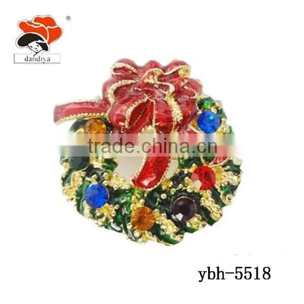 Women favorite Christmas bell gift rhinestone brooch for party wholesale snowman decoration