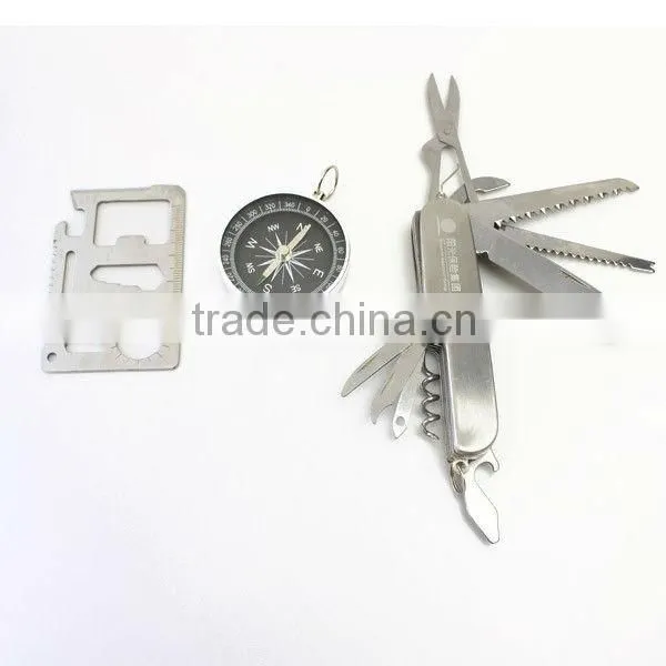 Multi tool card survival knife camping kit