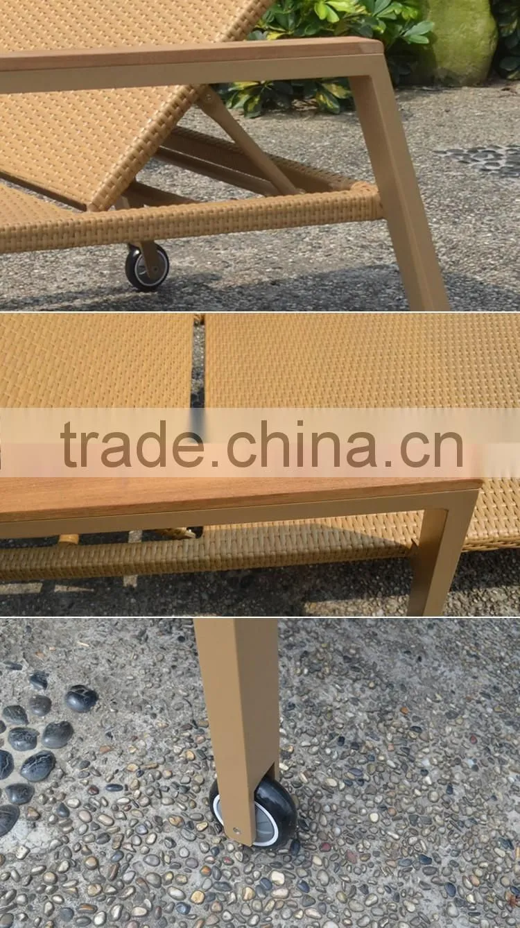 Wicker Teak Handrails With Wheels Rattan Product Modern Outdoor Lounge Chair