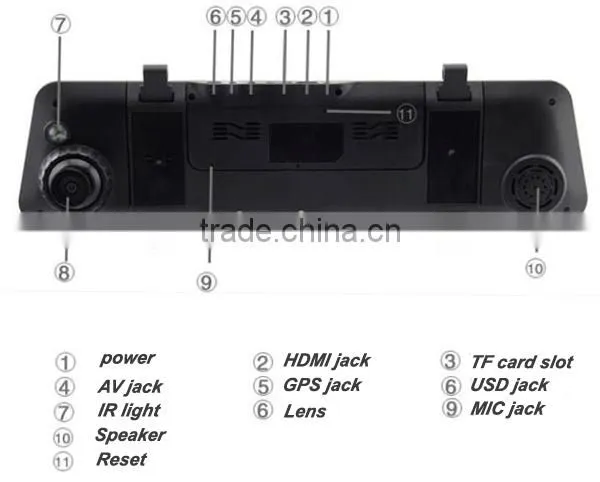 HOT SELL D600A dual lens vehicle car camera dvr video recorder