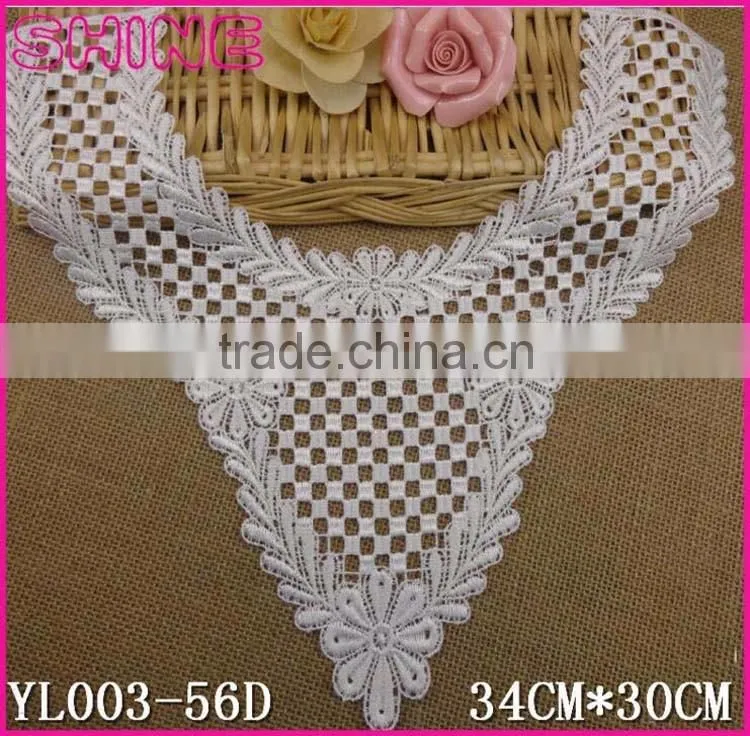 Factory Cheap 34cm*30cm Water Suloble Floral Nylon New arrival latest design Latest embroidery long V sexy neck collar for women