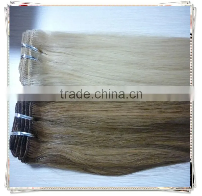 top quality double drawn blonde clip in peruvian hair extension