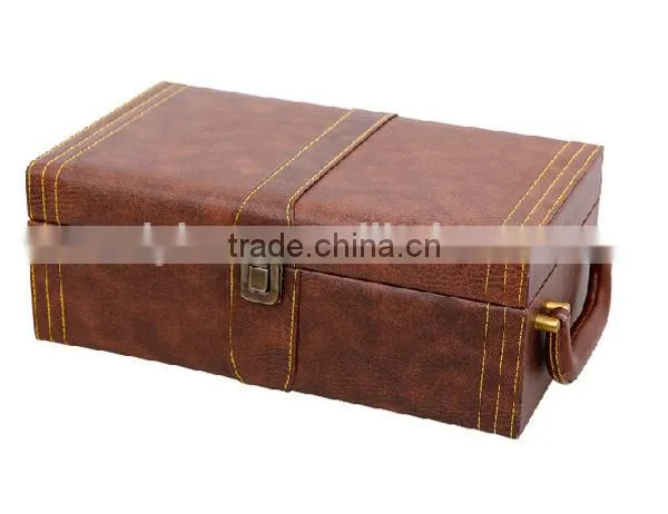 Top Grade Unique Design leather wine box,wine accessories set
