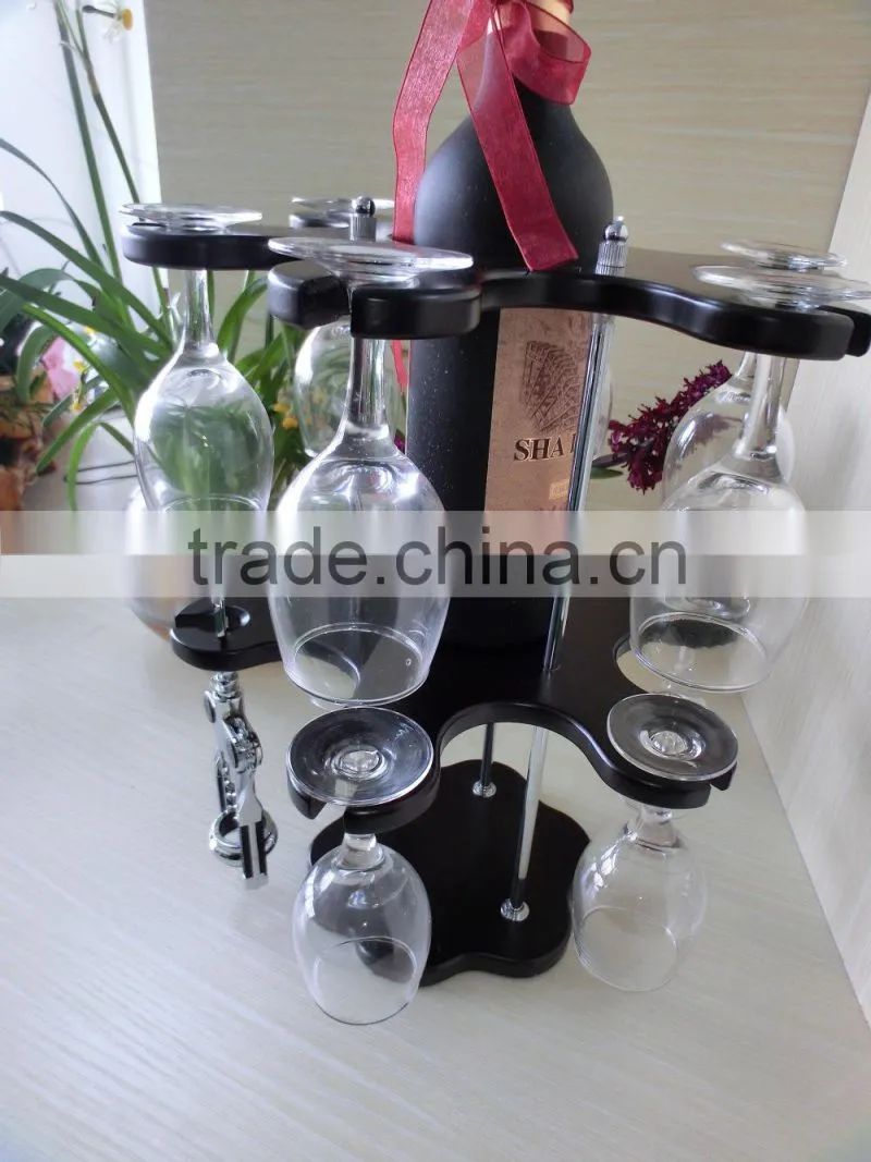 luxury wooden wine rack bar rack glass metal in the middle red wine rack gift wine rack