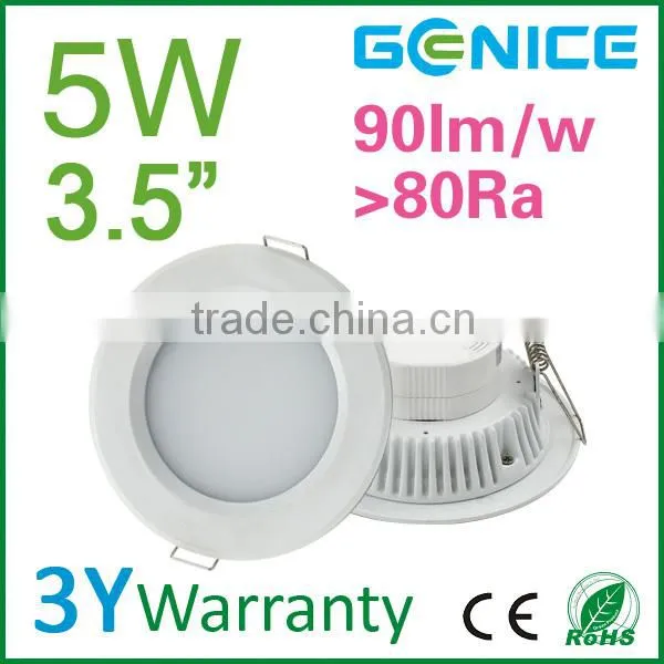 AC100-240V high quality non-isloated driver 3.5inch 5W led ceiling downlights