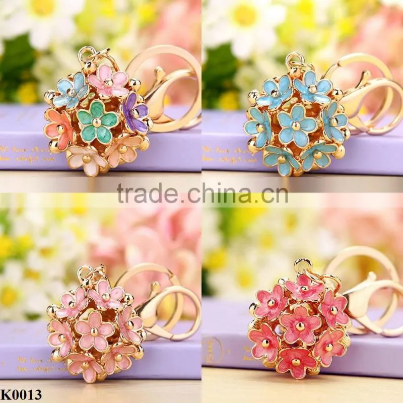 Best selling product oil keychain alloy flower attractive design Keychain K0013