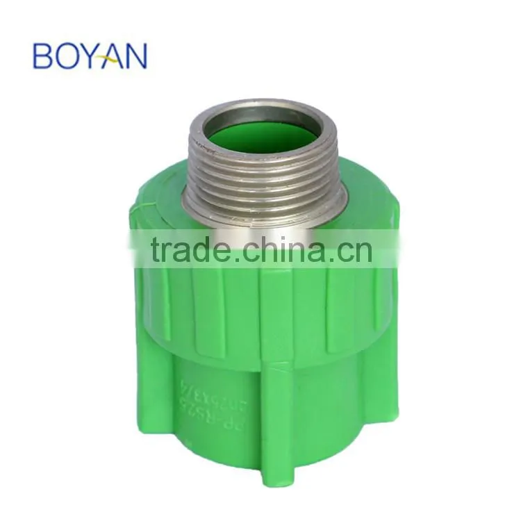 chinese manufacturer taizhou plastic ppr pipe fitting green brass male adaptor