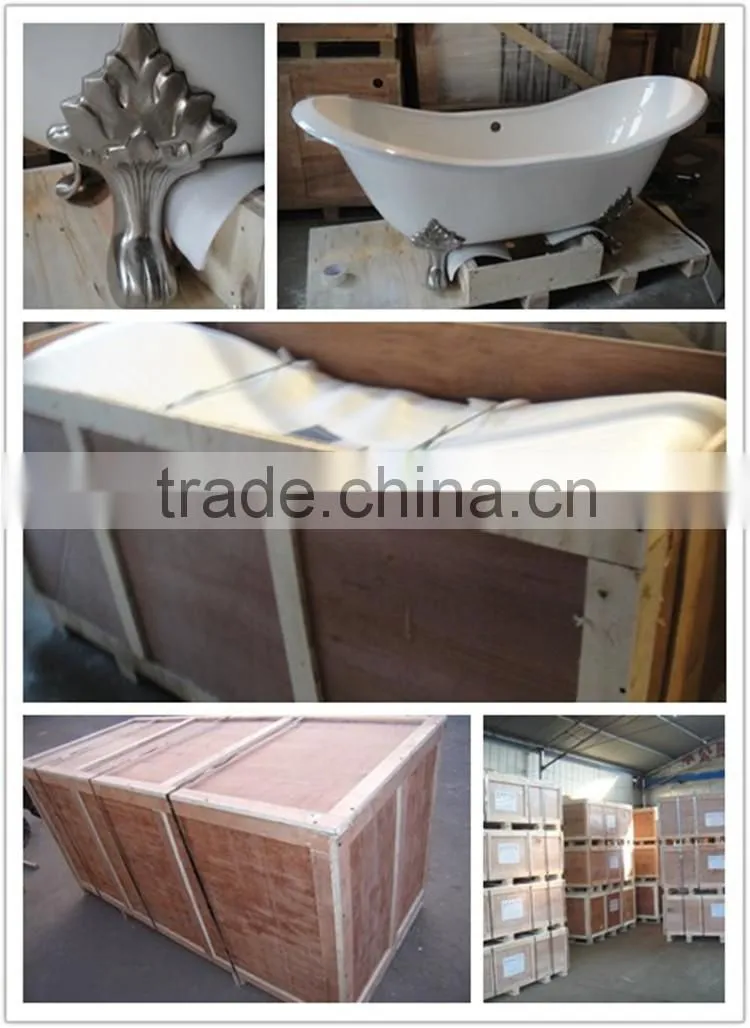 small simple bathroom shower and bath tub cast iron tub