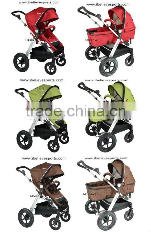 Aluminum Alloy Frame Air Free Wheel Baby Buggy 3 in 1with EN1888/ASTM