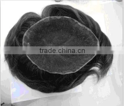 natural looking men's lace toupee hair replacement