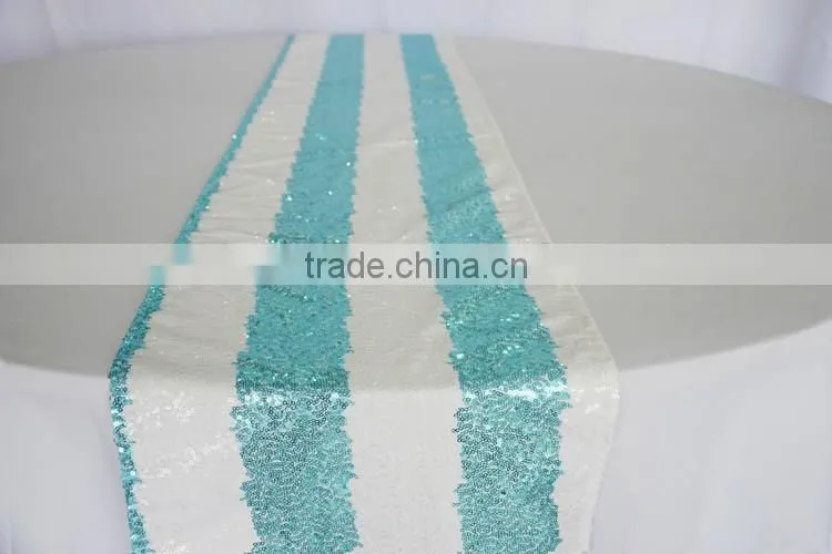 100%Polyester black stripe sequin table runner cheap table runners
