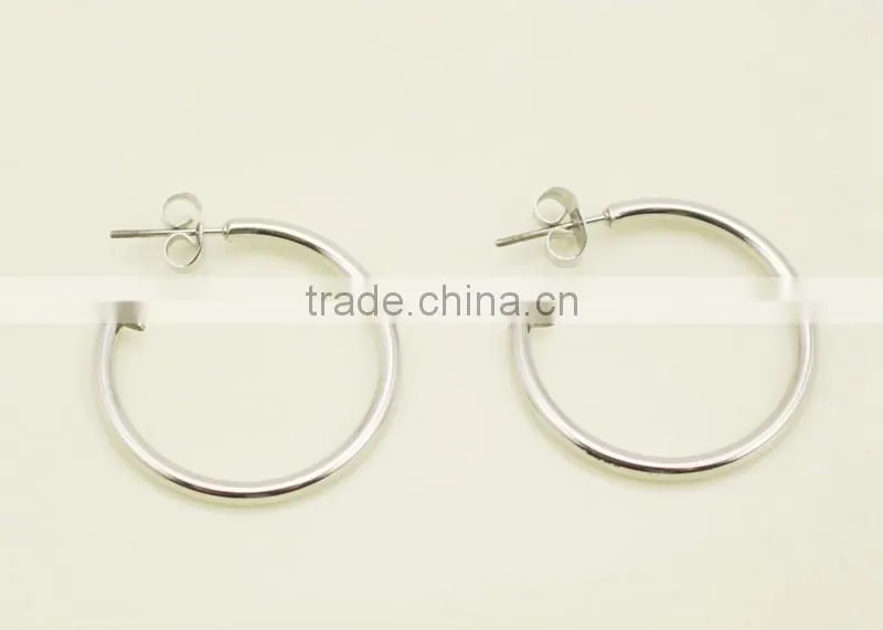 Simple Small Shiny Silver Color Open Circle Stud Earrings