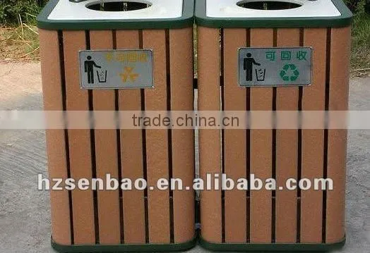 Outdoor Wood Plastic Composite Trash Bin