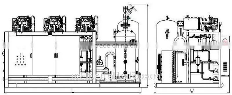 JZBBLGF Series Low Temperature Air Cooled Screw Compressor Racks for Freezer Room Storage