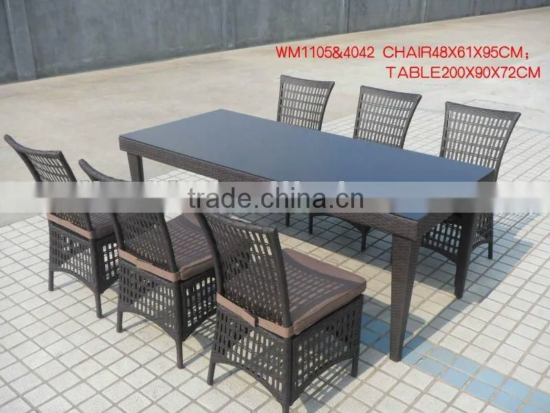 7 set brown plastic outdoor rattan table and chair