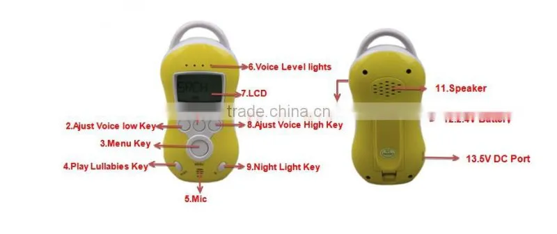 JVE2010 Wireless Audio baby Monitor LCD Two Way Talk Digital Baby Monitor Temperature Infant 2 way Talk VOX LED+5Lullabies