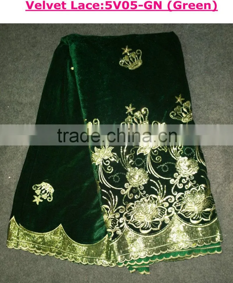 Guangdong supplier handcut african velvet lace fabric with sequins