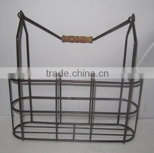 Vintage french metal wire bottle carrier