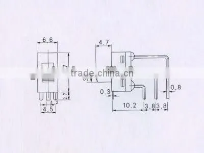 3Pin slide switch of red & miniature slide switch of AC