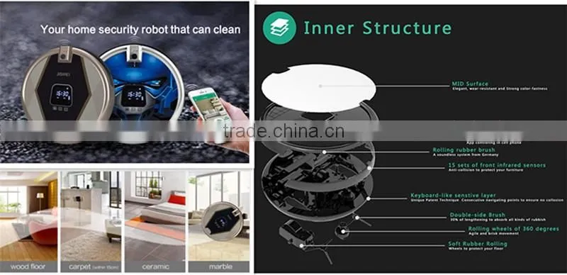 2016 Newest Robot Vacuum Cleaner 3 in 1 functions JISIWEI S+ golden carpet, wooden floor, marble