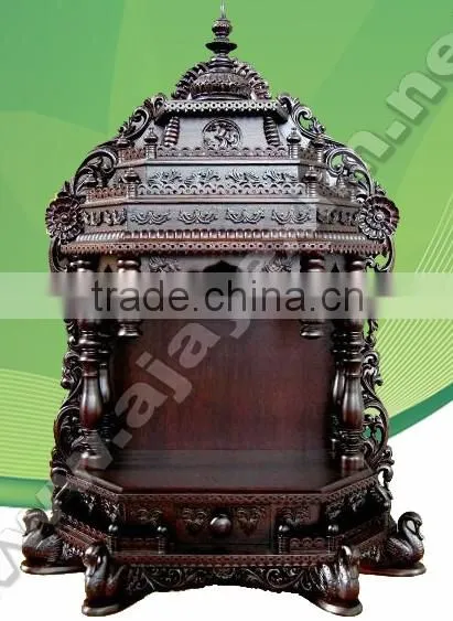 Majestic wooden Pooja Mantap with Swan Leg