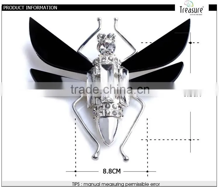Unique jewelry insect alloy sheet with glass brooch jewelry for men and women