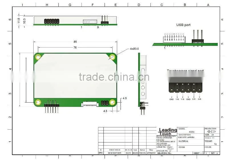 6020U Surface Acoustic Wave SAW Touch Screen USB Controller