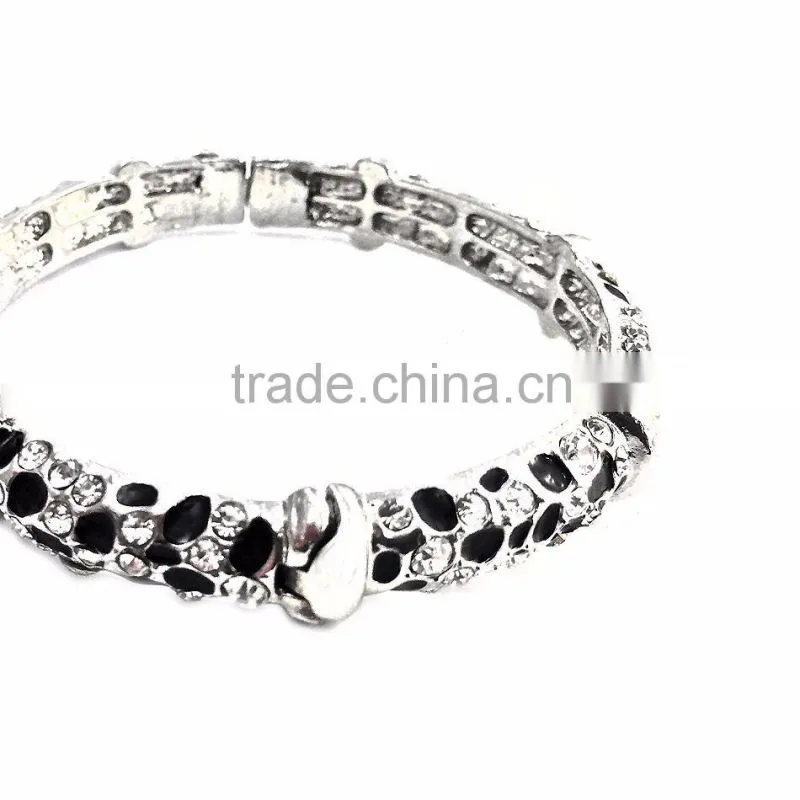 unique panther print design silver plated alloy meter bangle