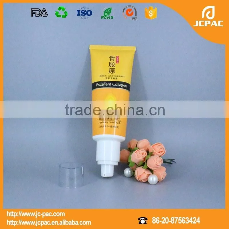 plastic tube with airless pump nozzle, 100ml cosmetic tube for facial wash