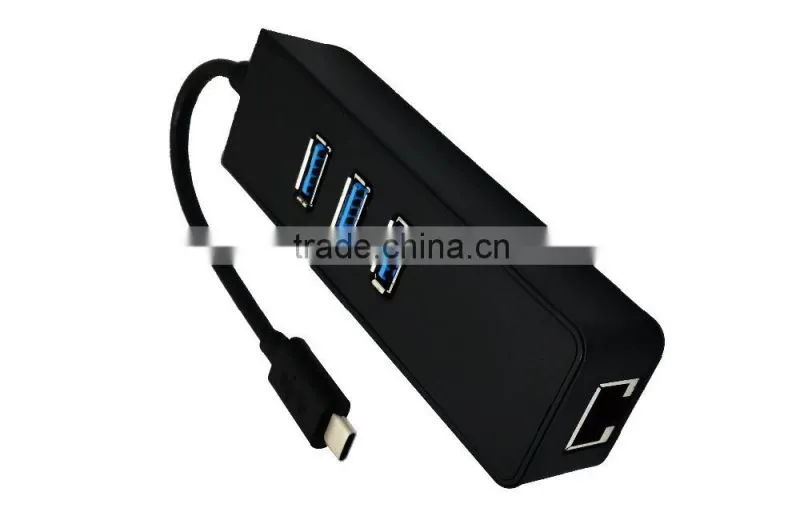 USB3.1/Type-C to USB3.0 Adapter Connector Hub 2pcs/lot 3 * USB3.0 Ports and1* lan port for Macbook Chromebook